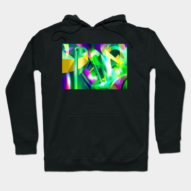 GREEN-ACID Cubism Abstract Digital Art # 07 Hoodie by elkingrueso